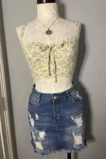 Denim Ripped Skirt