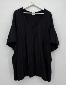 By Together Blue Striped Puff Sleeve Babydoll Mini Dress Size Large Boho Rayon