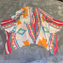 Size Large Flamigo Waterfall Cardigan Bright Multi-Color Geometric Print Defects