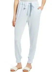 1. State  Womens Pale Blue Heather Cozy Knit Joggers Drawstring Pants