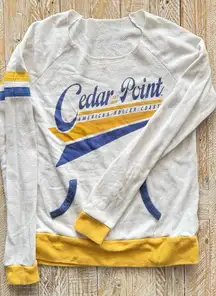 🎢Cedar Point “America’s Roller Coast” Sweatshirt ~White/Blue/Yellow ~S (Fits M)🎢