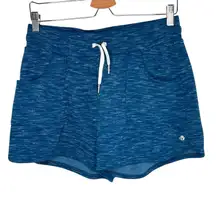 Buff Bunny Womens Heather Blue Drawstring Casual Knit Shorts Size Large