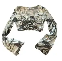 Princess Polly PRESSMAN TOP WHITE / BLACK cropped women's size 8