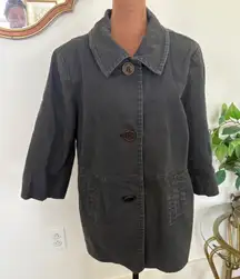 Avenue Plus Size Jacket, Women's Gray 3/4‎ Sleeve Button Down Coat