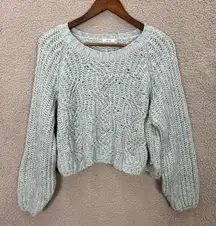 Kimchi Blue Sweater Women M Blue Crochet Pullover Soft‎ Girl Cottagecore Boho