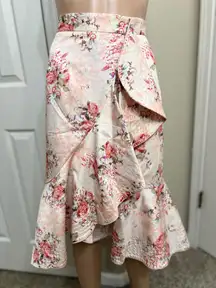 Pink floral Antonio Melani midi skirt with ruffle detail #floral #ruffles