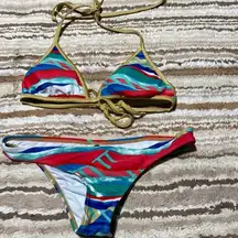 Roxy Juniors Golden Maze Fixed Tri Bikini set​​​​