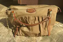 MZ Wallace Nylon Top Handle‎ Bag some pen marks tan beige brown