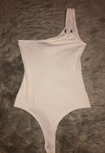 White Ribbed One Shoulder Bodysuit