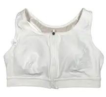 Xersion Sports Bra Women's Size 1X Zipper Athletic White Quick-Dri Removable Cup