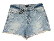 Boohoo Acid Wash distressed denim mom shorts women’s size 12