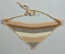 Tan Beige Gray Crochet Knit Striped Bandana Headband Hair Accessory 🤎✨