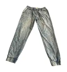 MDZ Denim Jogger Pants Womens Juniors Size 1 Blue Acid Washed Pockets Tapered