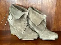 ZARA SIZE 5.5/36 TAUPE ANKLE BOOTIES WITH TIES