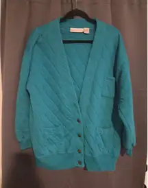 Venezia Vintage Blazer Jacket, Teal Green Knit Sweater Women's 18/20, Outerwear