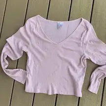 Divided Crop Top  Blush Lightweight Stretchy Womens Large