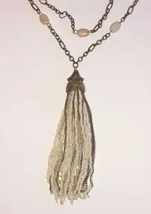 Boho Seed Bead Beaded Fringe Tassel Pendant Necklace