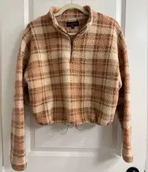 Size Small Love Tree Plaid Sherpa Quarter Zip Pullover