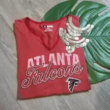 NFL NWOT Atlanta Falcons V Neck Tee Graphic Top Hi-Low