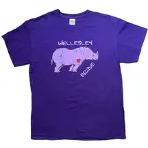 Gildan Wellesley College Pride Purple Short Sleeve T Rhinoceros Graphic Heart Women’s M