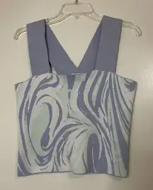 525 America square neck blue swirl stretchy bandage tank top size Medium