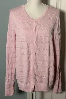 Croft & Barrow Pink Knit Button-Up Sweater/Cardigan, Light Weight, XL