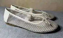 MIA Women’s Mesh Rhinestone Ballet Unica Flats Cream Size 7.5 | Slip-On Shoes