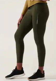 Athleta rainier cold weather tights olive green XL