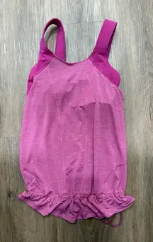 Lululemon Athletica Run For Your Life Pullover Tank Top Ruffle  Pink‎ Color Sz 4