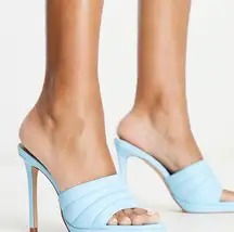 ALDO Gennia platform mule 4.5” heeled sandals in bright blue leather size 5