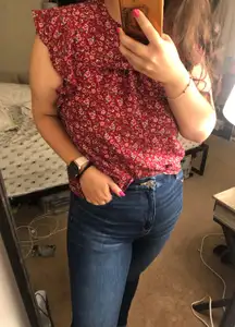 Shirt with ruffle cap sleeves