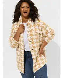 Torrid 3 houndstooth camel and ivory button up Sherpa jacket