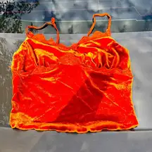 Shane US four size small orange Valore lace spaghetti strap tank top