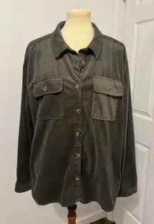 DEMOCRACY Corduroy Shirt Jacket Shacket Olive Green Soft Button Front Size XL