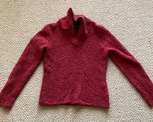 Eileen Fisher Red Cowl Neck Sweater Merino Wool Cashmere Blend Size Small EUC