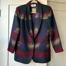 Petite Sophisticate 1990s VTG.  Southwest Wool Blanket Blazer