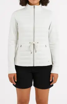 White Zip-Up Cozy Fleece Jacket Women’s Large Lightweight Activewear Quilted