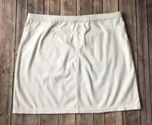 Hue Denim Jean Skirt Women 12 14 L Pull On Mini White Cotton Preppy Beach Pencil