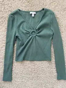 Green Ribbed Long Sleeve