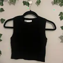 Zara Basics Black Cropped Tank Top Size M