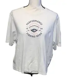 Columbia PFG White Performance Fishing Gear 1938 Tee Shirt Short Sleeve Cropped