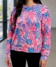 Lilly Pulitzer Jansen Long Sleeve Sweater Sweatshirt Pink Isle Snappy Turtle