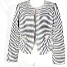 Katherine Barclay Montreal suit coat jacket blazer open front striped tweed med