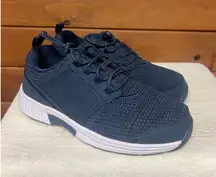 Orthofeet Francis women's no-tie stretchable sneakers navy Sz 7.5 XX WIDE NWOT