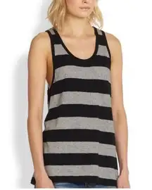 Rag & Bone jeans black & gray striped M long tank top