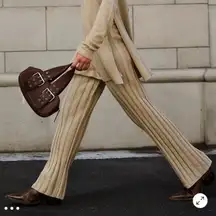 Free People Beach Tan Imogene Sweater Pants Sz.S