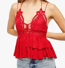 Free People  Red Adella top XL