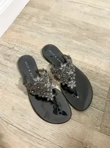 NEW Kelly & Kate black flowers jelly sandals size 7