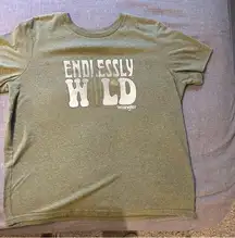 Wrangler Women’s  t shirt. Size XL. Olive green distressed graphic.