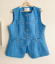 ENDLESS ROSE Tweed Tailored Blue Jacket Vest Size XL